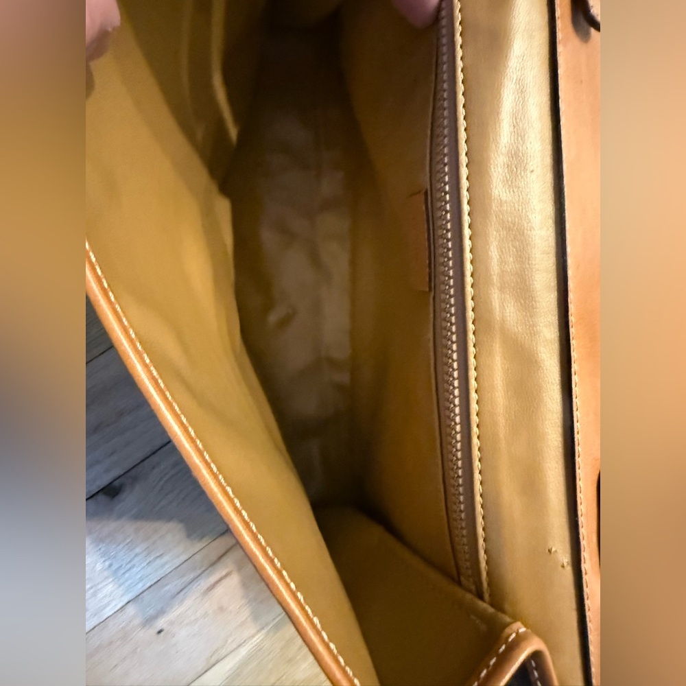 Celine Brown and Tan Leather Logo Bag - Picture 7 of 11